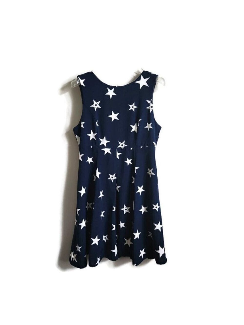 MOUSSY | Star print dress navy white fit flare sz M